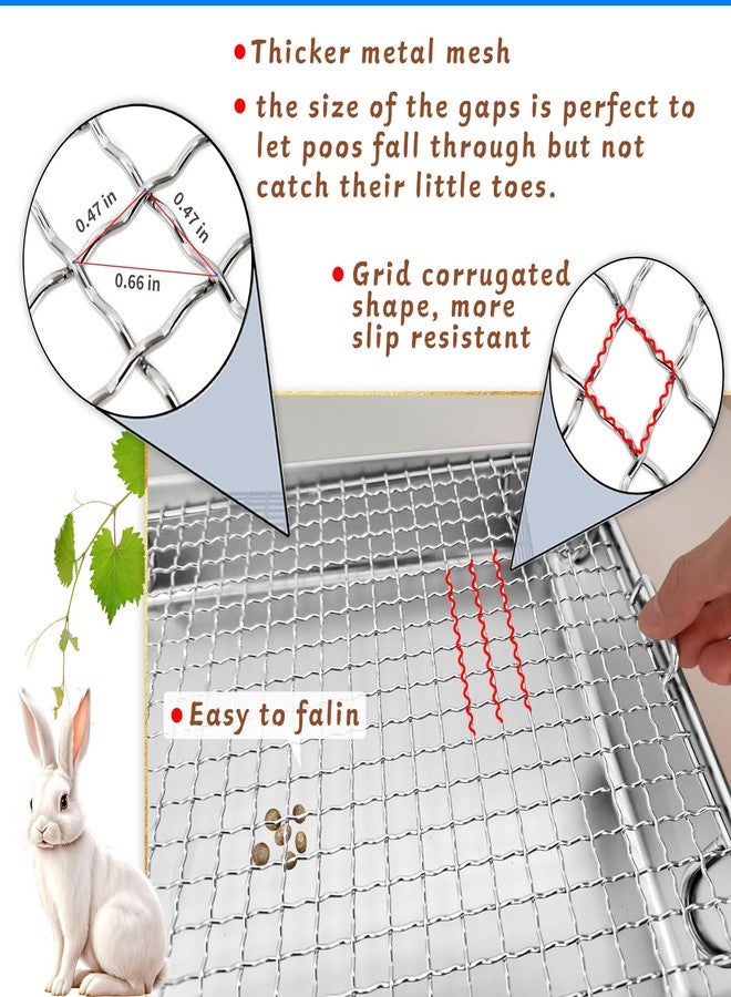 AGGQQA Rabbit Litter Box Stainless Steel Bunny Litter Box Small Animal Toilet Pan Metal Grid for Ferret Galesaur Chinchilla Bunny - Image 3